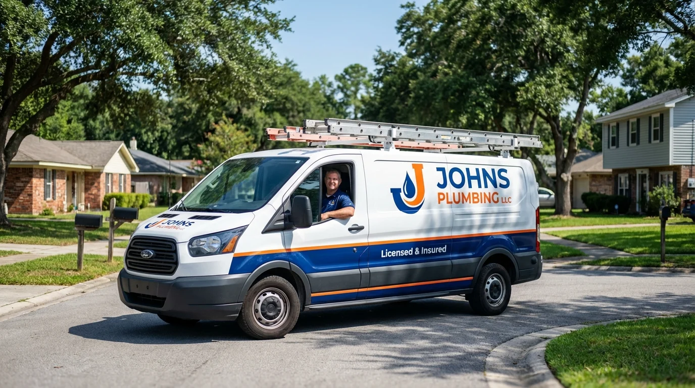 Johns Plumbing LLC service van in Deerfield, WI