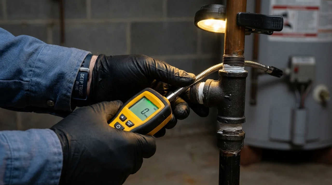 Gas leak detection with electronic sniffer by Johns Plumbing LLC in Deerfield