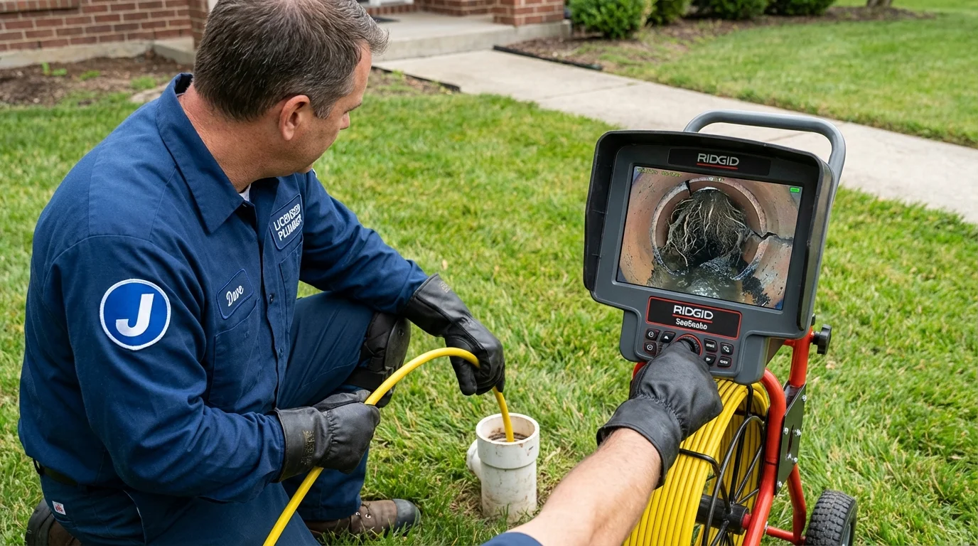 Sewer camera inspection being performed by Johns Plumbing LLC in Deerfield